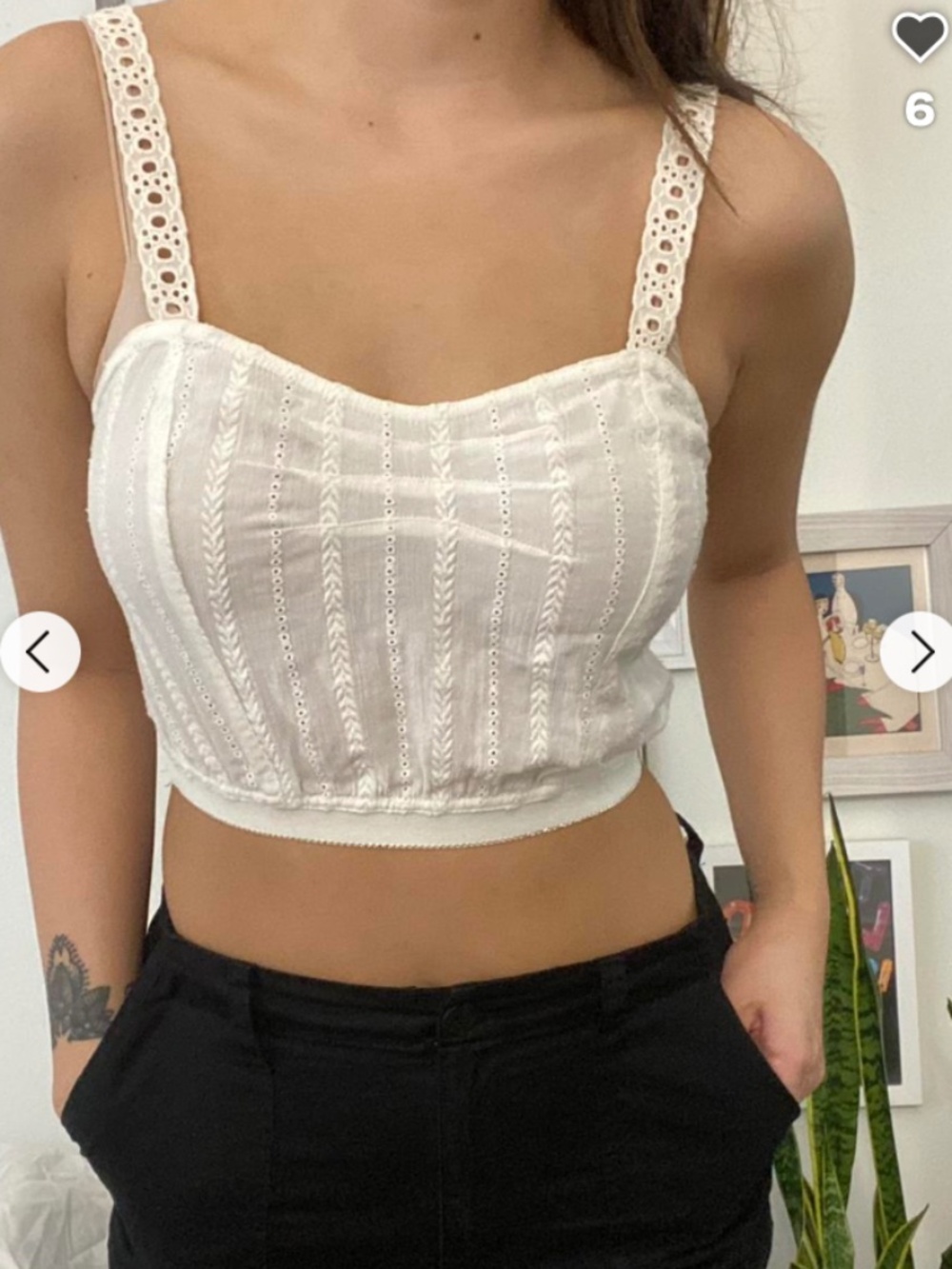 Urban Outfitters Out From Under Embroidered Eyelet Cropped Tank – Ivory